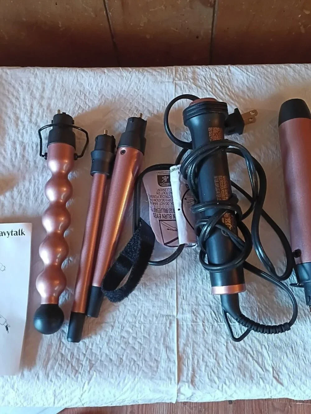 Wavytalk Professional Curling Wand Set Rose 4 Interchangeable Barrels No Brush